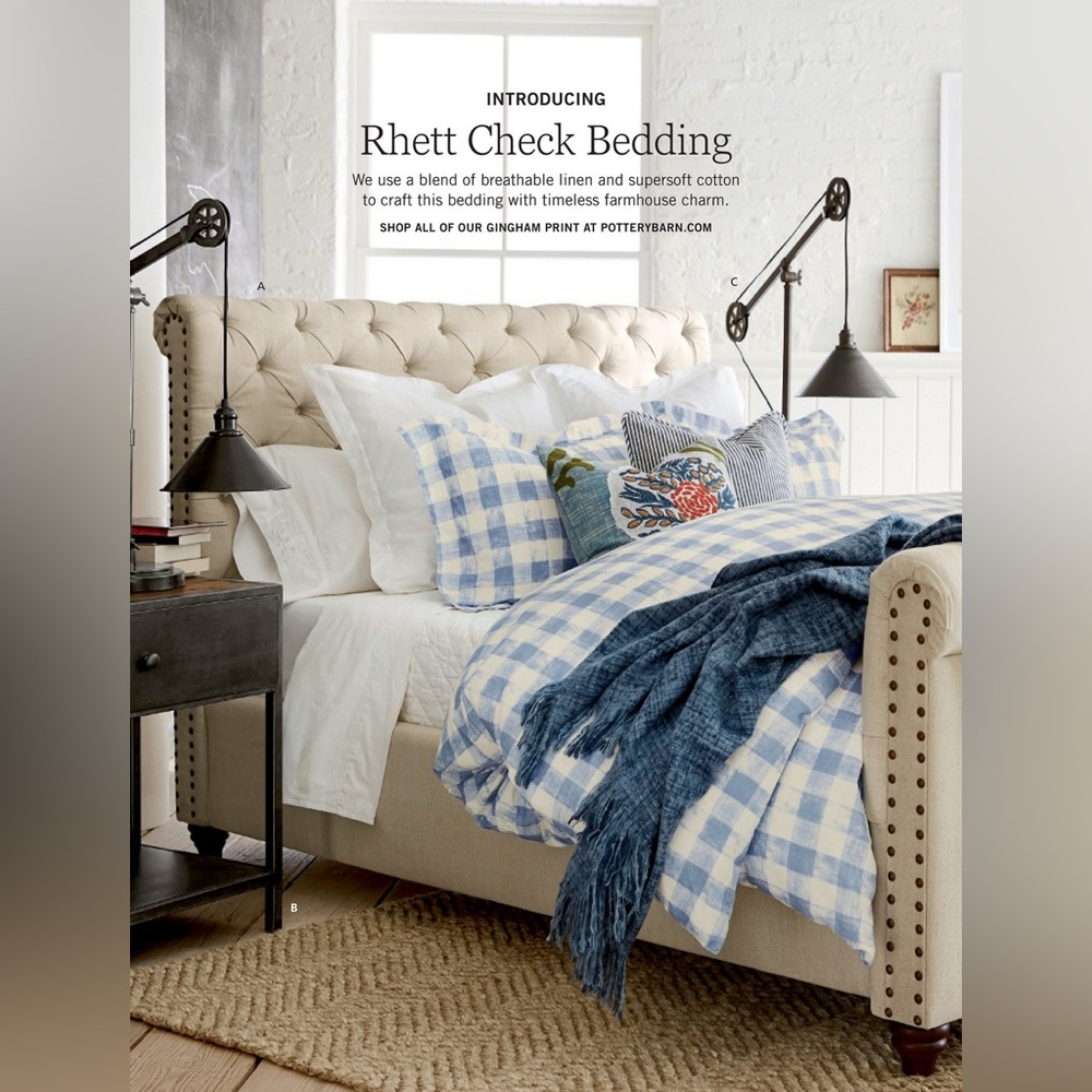 NWT Pottery Barn Rhett Check Duvet Cover & Shams in blue - King/Cal.King - Picture 2 of 14